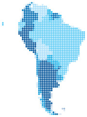 Fototapeta na wymiar South America dotted blue