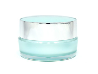 blue Facial cream jar. Beauty concept