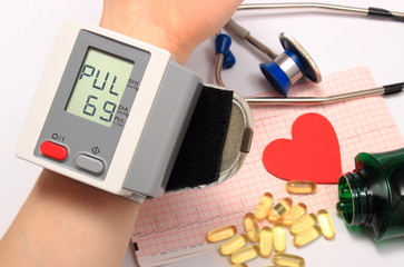 Measuring blood pressure, medicine concept