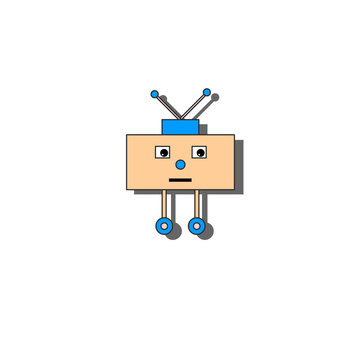 sad little robot. Vector illustration.