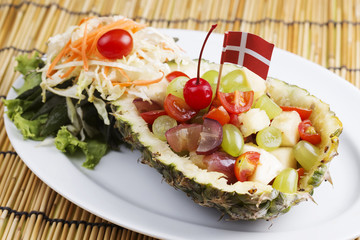 Fruit Salad in Pineapple on the plate