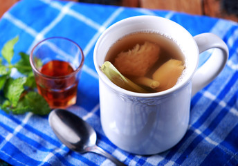 a glass of hot booster