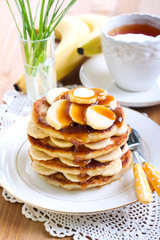 Pile of banana pancakes