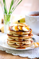 Pile of banana pancakes