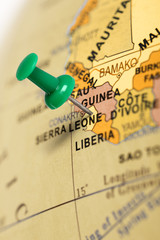 Location Sierra Leone. Green pin on the map.