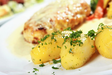 boiled potatoes with parsley