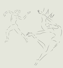 Obraz na płótnie Canvas Modern Ballet Dancers. Man and a woman dancing