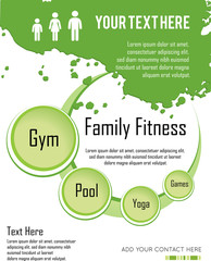  family fitness  infographic design, vector illustration.