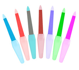 Nail files are laid out in a fan shape