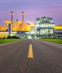 Fototapeta na wymiar Power plant, gas fired power station. Industrial factory may called combined cycle gas turbine plant or CCGT. Electricity energy generation by natural gas, heat recovery steam generator and boiler.