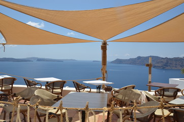 terrasse à Santorin