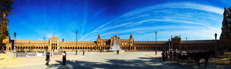 Fototapeta na wymiar Panorama of Plaza de Espana at Seville