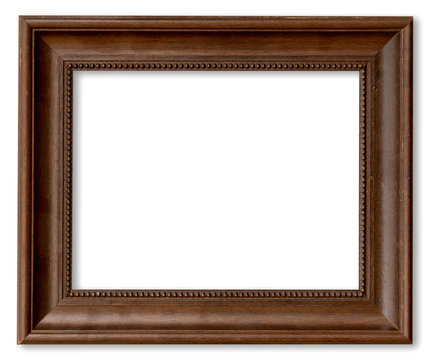 Wood frame for picture on isolated white with space.