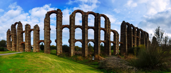 Panorama of  Roman Aqueduct of Merida