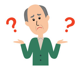 I don't know. An elderly man shrugging with question marks.