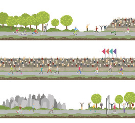 Running Competition In Pixel Art Style