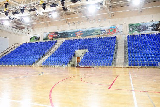 Blue stadium seats hall handball