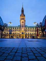 Town Hall in Hamburg at night