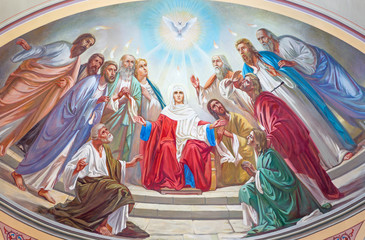 Jerozolima - fresk Zesłania Ducha Świętego w rosyjskiej katedrze - obrazy, fototapety, plakaty
