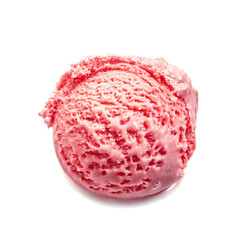 berry natural ice cream scoop isolated on white background