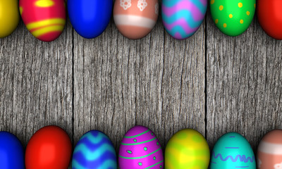 Easter eggs  on old wooden background