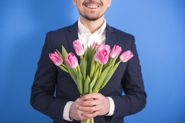 Man with flowers