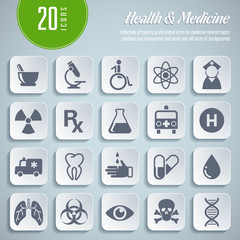 set of 20 medical icons (transparent shadows)