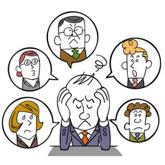 Obraz premium 人間関係に悩むビジネスマン