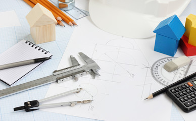 rawing  tools project concept home building