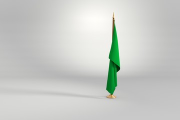 Libya isolated flag on a wooden mast 3d illustration