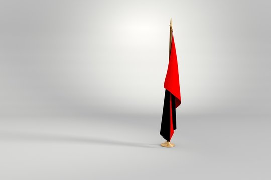 Anarchist Isolated Flag On A Wooden Mast 3d Illustration