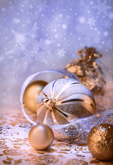 Christmas decorations on abstract background