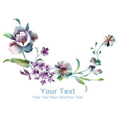 watercolor illustration flowers in simple background - 79763304