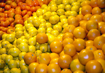 Fruits on a retail market as a background