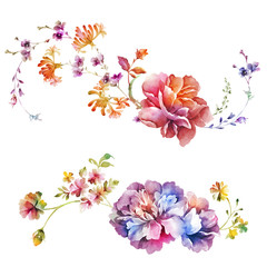 watercolor illustration flowers in simple background - 79763596