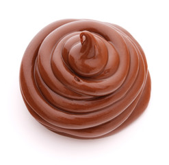 Chocolate cream swirl isolated on white background cutout