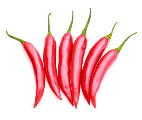 red chili or chilli cayenne pepper isolated on white  background