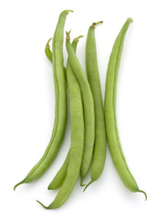Green beans handful isolated on white background cutout