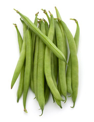 Green beans handful isolated on white background cutout