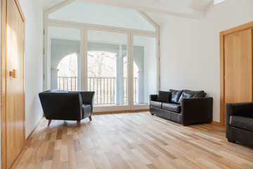 Leather furniture in a room