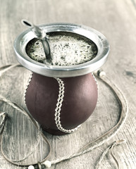 Yerba mate in a traditional calabash gourd