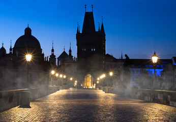 Prague, Charles Bridge at night