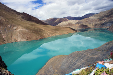 .Lake with turquoise water, Tibet