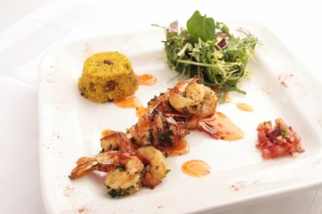 grilled prawns with couscous