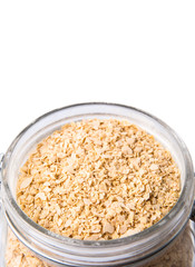 Whole grain breakfast cereal in a glass jar