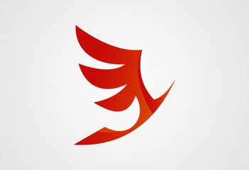 Red wings bird logo vector