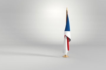 Czech Republic isolated flag on a wooden mast 3d illustration