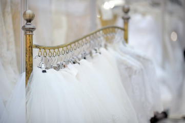 Beautiful bridal veil on a hanger