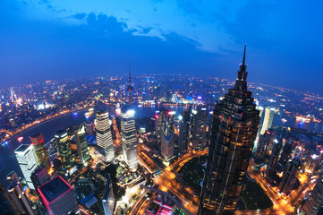 shanghai lujiazui financial center aside the huangpu river.