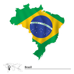 Map of Brazil with flag